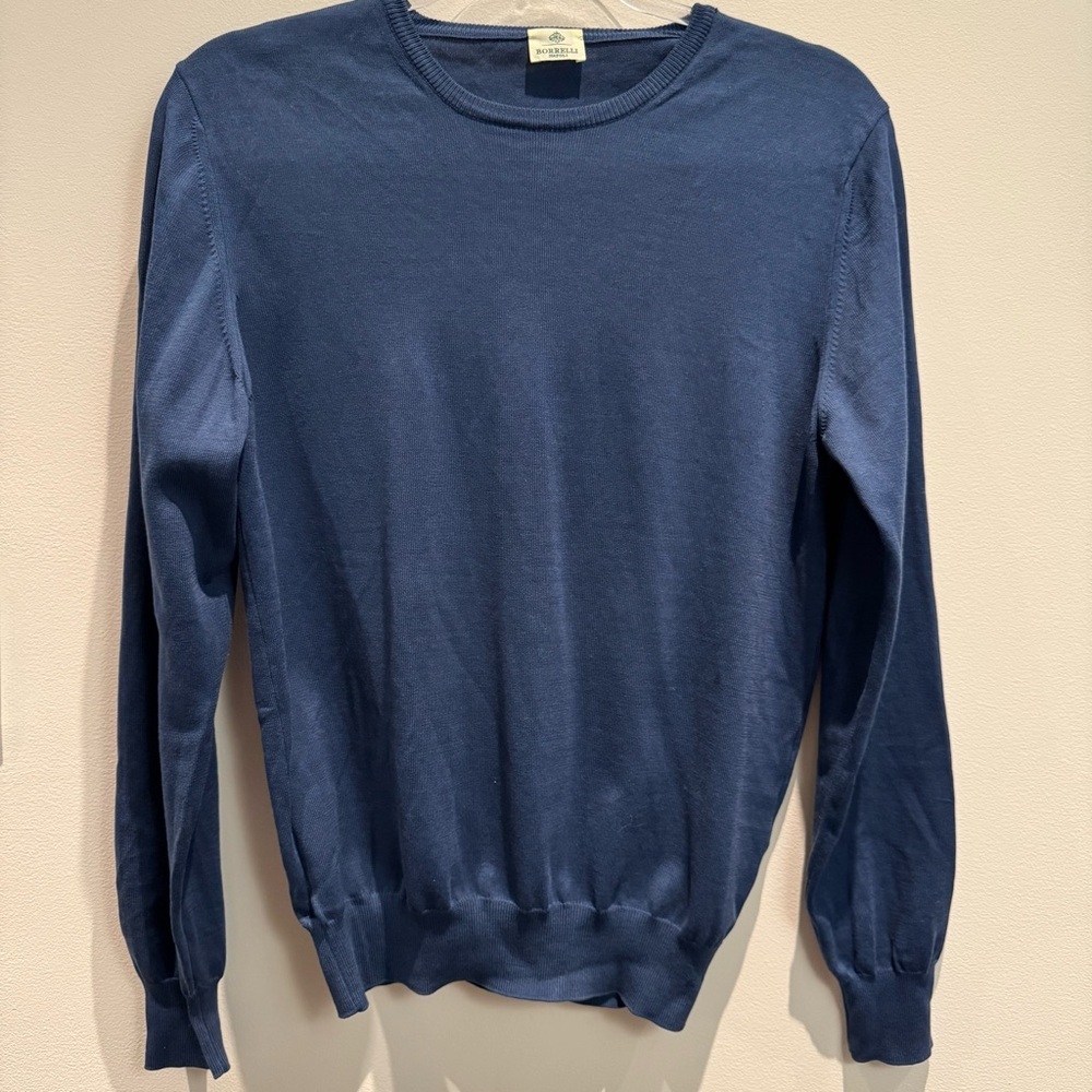 BORRELLI Napoli Blue 100% Cotton Sweater Crewneck